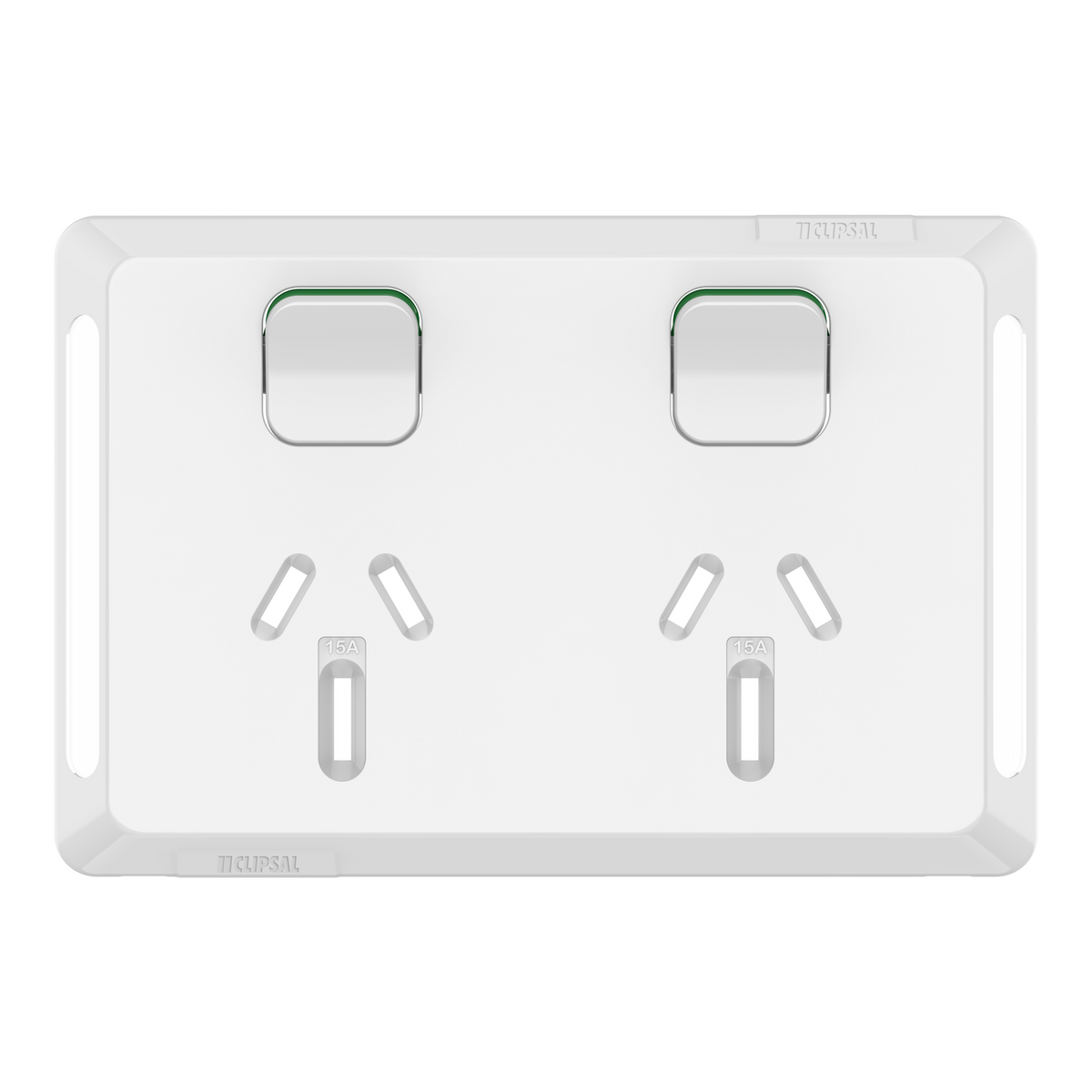 Clipsal Pro Series Twin Power Point Skin Horizontal Mount 250V 15A Extra Vivid White - P3025-15C-XW - ARCK Electrical Wholesale Supplies
