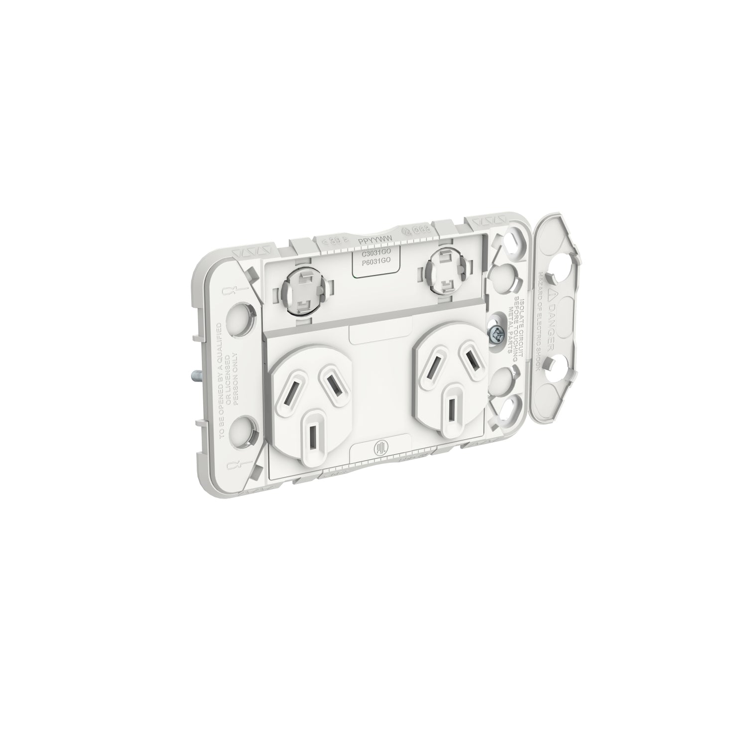 Clipsal Iconic Double Power Point Grid Horizontal Mount 250V 10A - 3025G - ARCK Electrical Wholesale Supplies