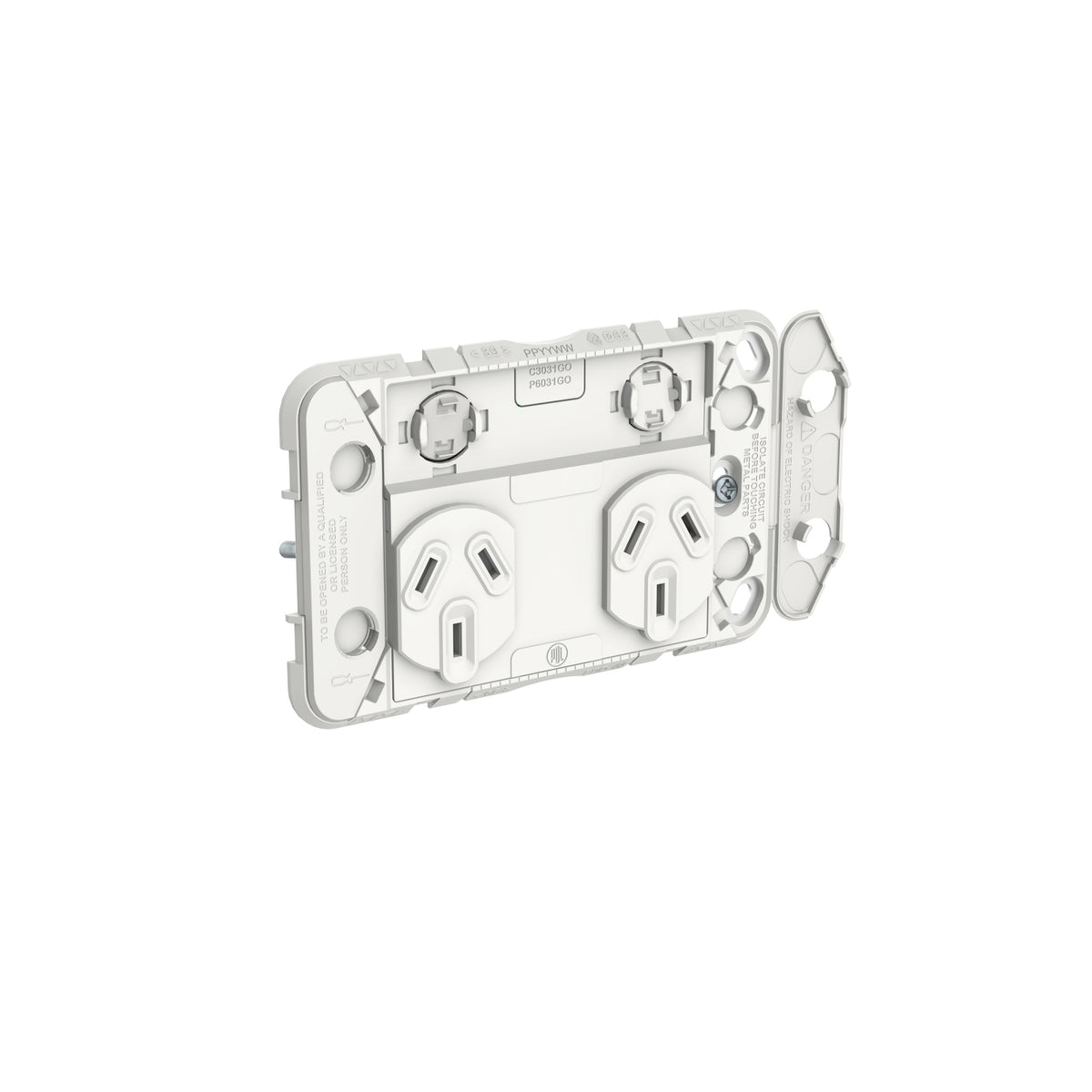 Clipsal Iconic Double Power Point Grid Horizontal Mount 250V 10A - 3025G - ARCK Electrical Wholesale Supplies