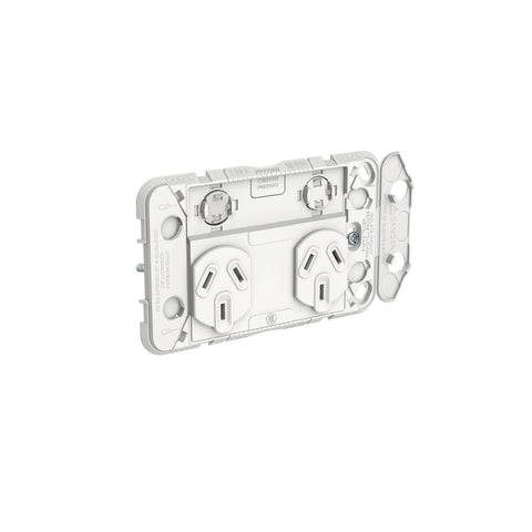 Clipsal Iconic Double Power Point Grid Horizontal Mount 250V 10A - 3025G - ARCK Electrical Wholesale Supplies