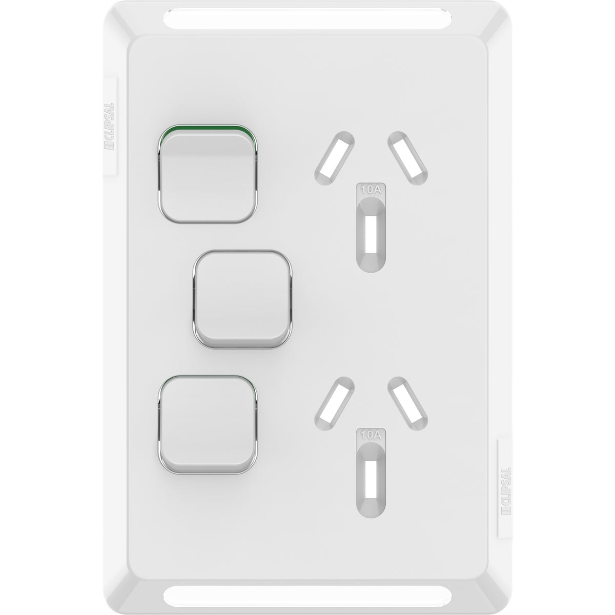 Clipsal Pro Series Twin Power Point Skin Vertical Mount 1ExBlank 10A Extra Vivid White - P3025VXC-XW - ARCK Electrical Wholesale Supplies