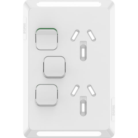 Clipsal Pro Series Twin Power Point Skin Vertical Mount 1ExBlank 10A Extra Vivid White - P3025VXC-XW - ARCK Electrical Wholesale Supplies
