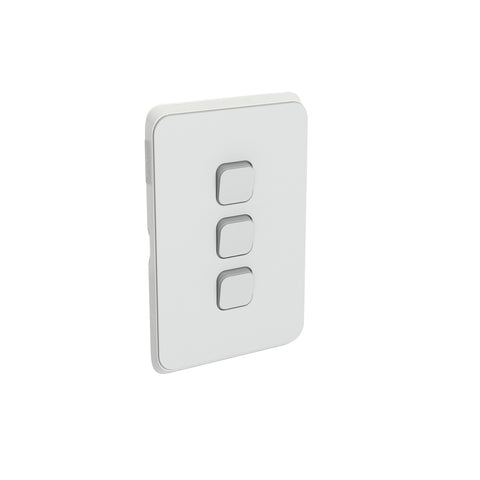 Clipsal Iconic Switch Plate Skin 3 Gang Horizontal/Vertical Mount Cool Grey - 3043C-CY - ARCK Electrical Wholesale Supplies