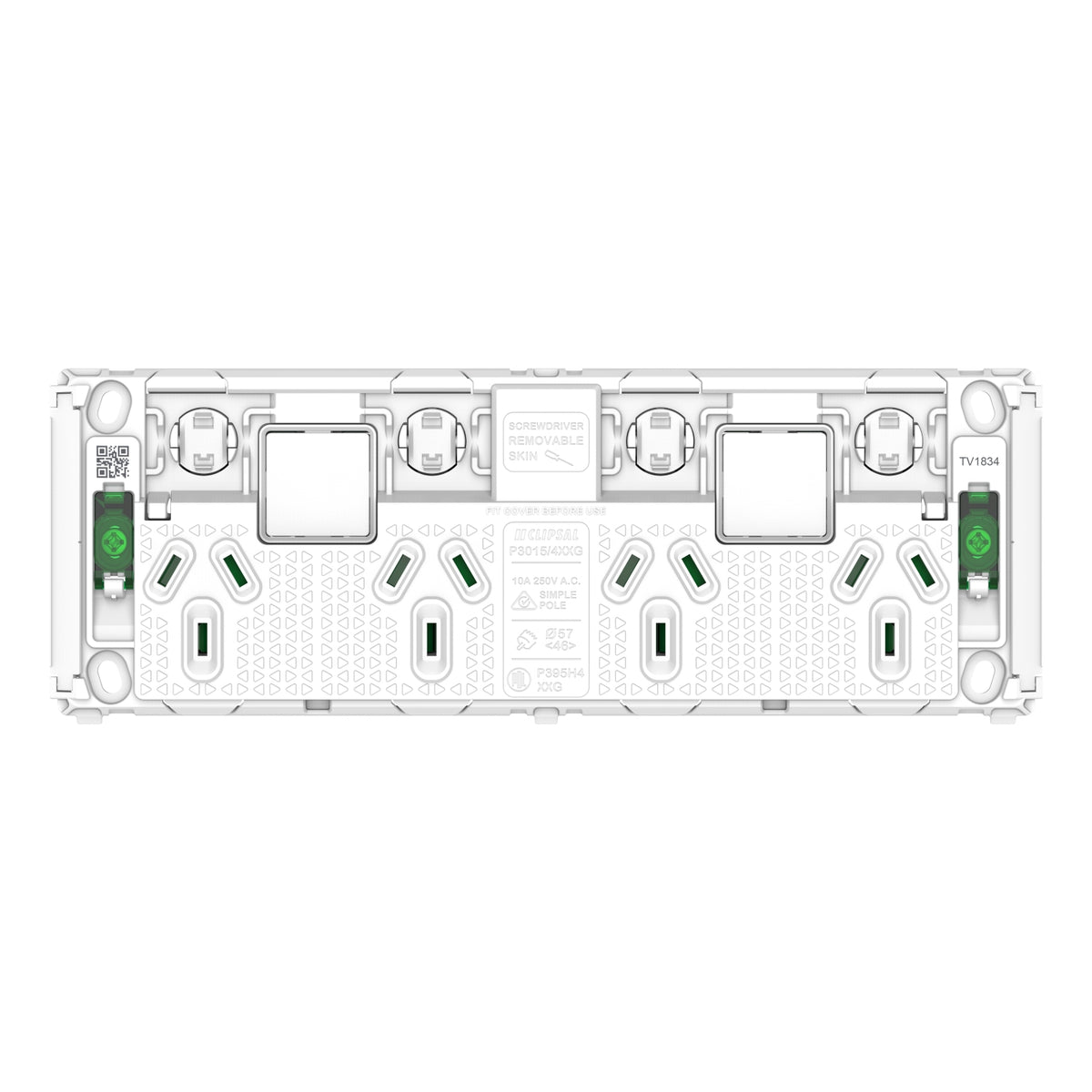 Clipsal Pro Series Quad Power Point Grid Horizontal Mount 250V 10A - P3015-4G - ARCK Electrical Wholesale Supplies