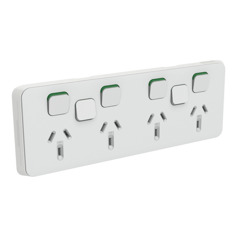 Clipsal Iconic Quad Power Point Skin with 2 extra switches Horizontal Cool Grey - 3015/4XXC-CY - ARCK Electrical Wholesale Supplies