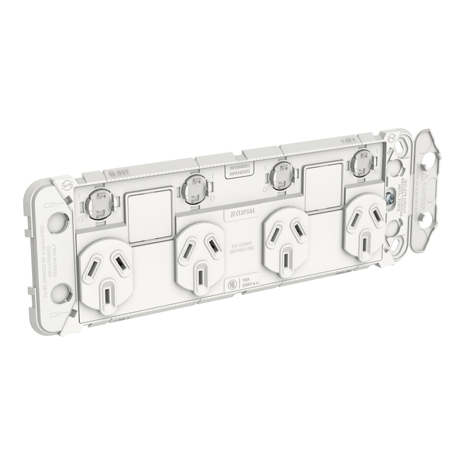 Clipsal Iconic Quad Switch Power Point Grid with 2 extra switches - 3015/4XXUAG - ARCK Electrical Wholesale Supplies