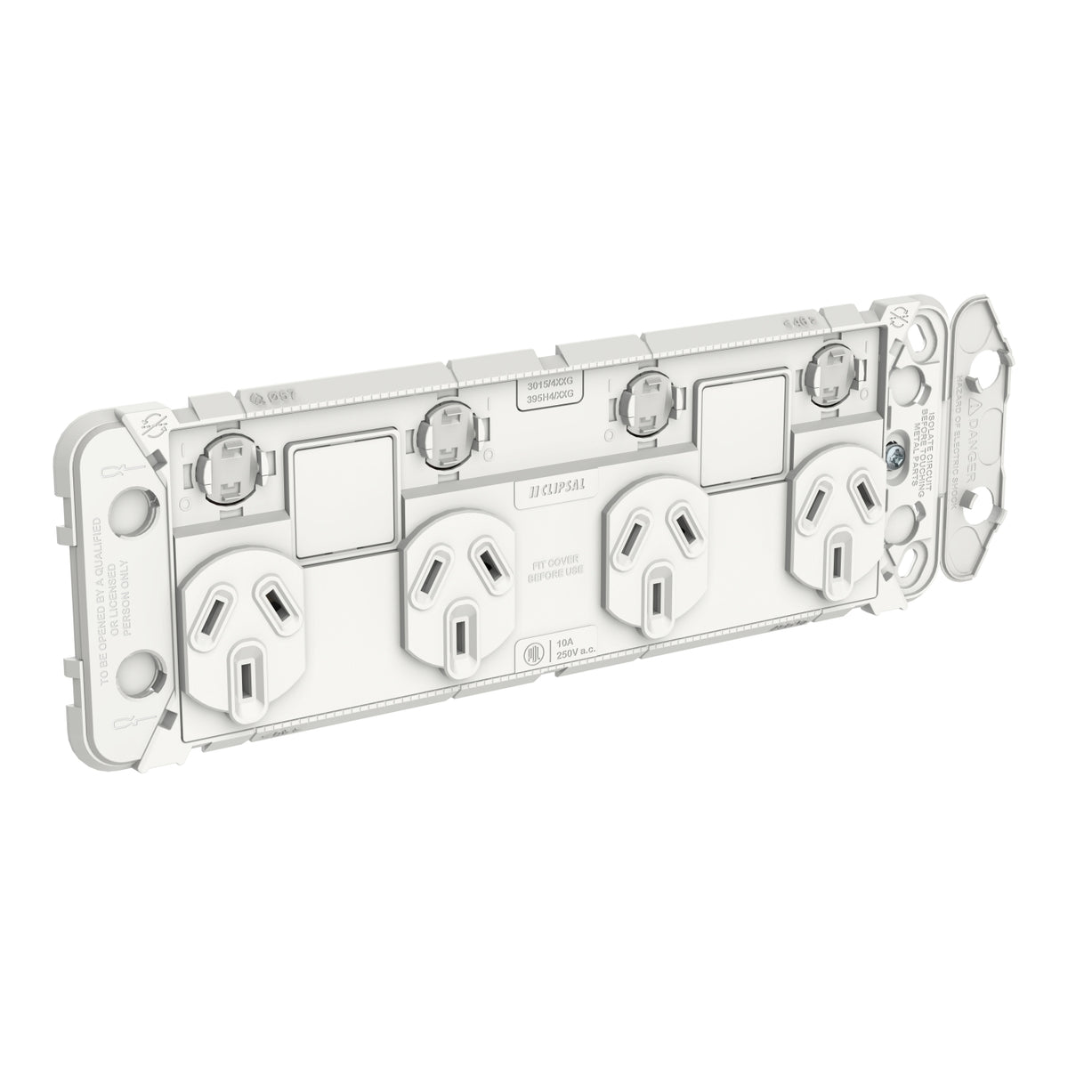 Clipsal Iconic Quad Switch Power Point Grid with 2 extra switches - 3015/4XXUAG - ARCK Electrical Wholesale Supplies
