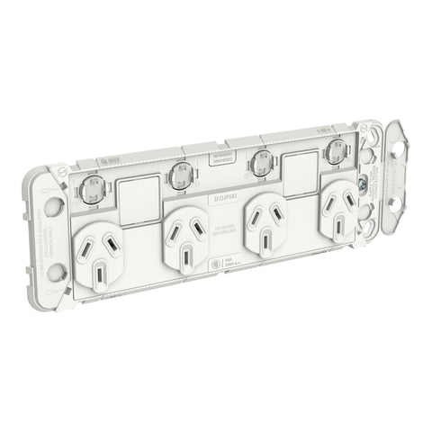 Clipsal Iconic Quad Switch Power Point Grid with 2 extra switches - 3015/4XXUAG - ARCK Electrical Wholesale Supplies