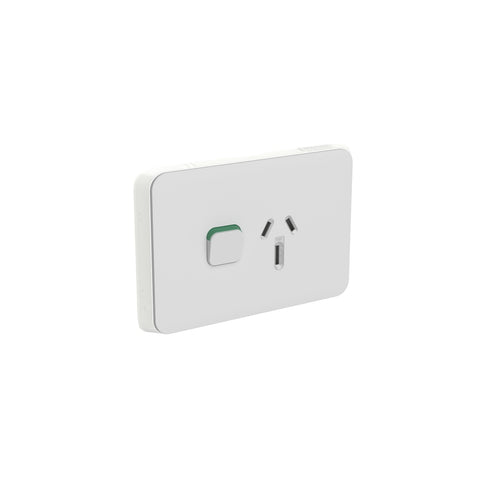 Clipsal Iconic Single Power Point Skin Horizontal Mount 250V 15A Cool Grey - 3015/15C-CY - ARCK Electrical Wholesale Supplies