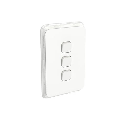 Clipsal Iconic Switch Vertical 3 Gang 1/2 Way 10AX 230/240V Vivid White - 3043V44-VW - ARCK Electrical Wholesale Supplies
