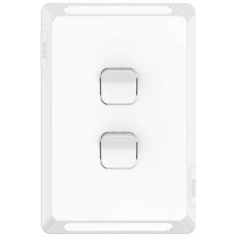 Clipsal Pro Series Switch Plate Skin 2 Gang Horizontal/Vertical Mount Extra Vivid White - P3042C-XW - ARCK Electrical Wholesale Supplies