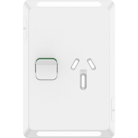 Clipsal Pro Series Single Power Point Skin Vertical Mount 250V 15AClip-On Extra Vivid White - P3015V15C-XW - ARCK Electrical Wholesale Supplies