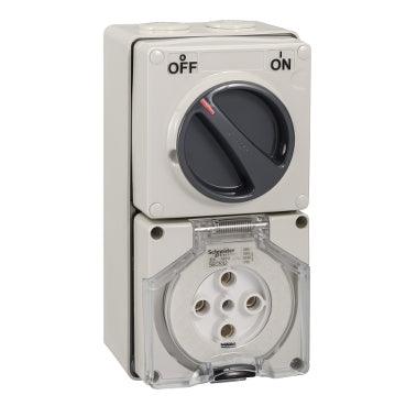 Clipsal 56 Series Round 5 Pin 32A Switched Socket Grey - 56C532-GY