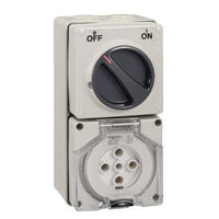 Clipsal 56 Series Round 5 Pin 50A Switched Socket Grey - 56C550-GY