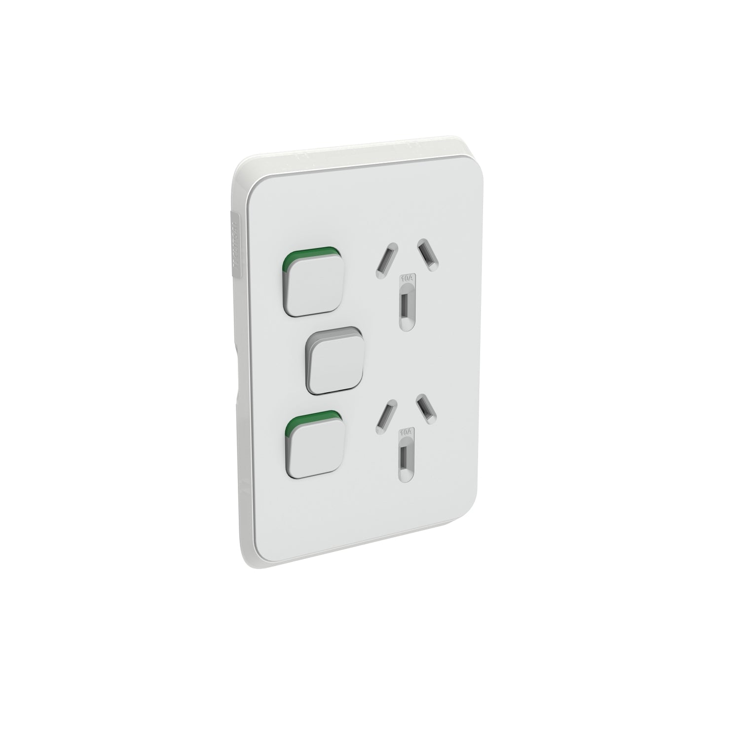 Clipsal Iconic Double Power Point Skin with Extra Switch Vertical Mount Cool Grey - 3025VXC-CY - ARCK Electrical Wholesale Supplies