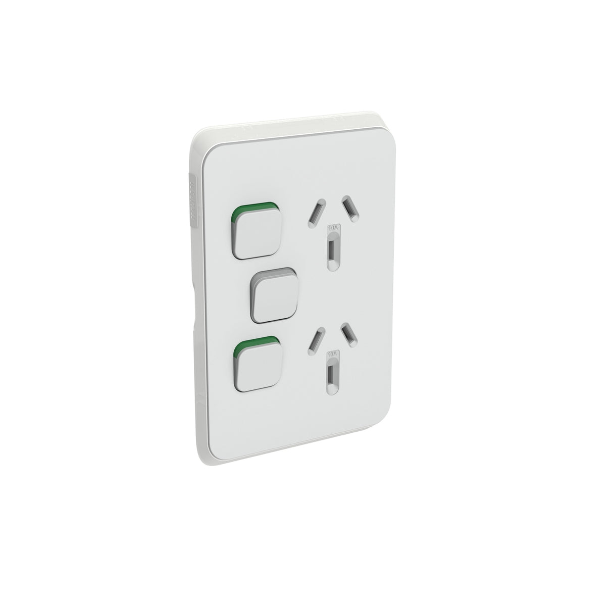 Clipsal Iconic Double Power Point Skin with Extra Switch Vertical Mount Cool Grey - 3025VXC-CY - ARCK Electrical Wholesale Supplies