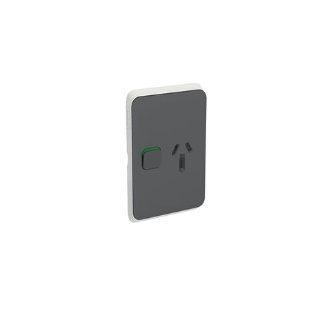 Clipsal Iconic Single Power Point Skin Vertical Mount 250V 10A Anthracite - 3015VC-AN - ARCK Electrical Wholesale Supplies