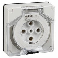 Clipsal 56 Series Round 5 Pin 32A Wall Socket Less Enclosure Grey - 56SO532LE-GY
