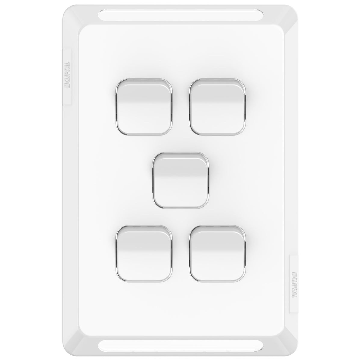Clipsal Pro Series Switch Plate Skin 5 Gang Horizontal/Vertical Mount Extra Vivid White - P3045C-XW - ARCK Electrical Wholesale Supplies