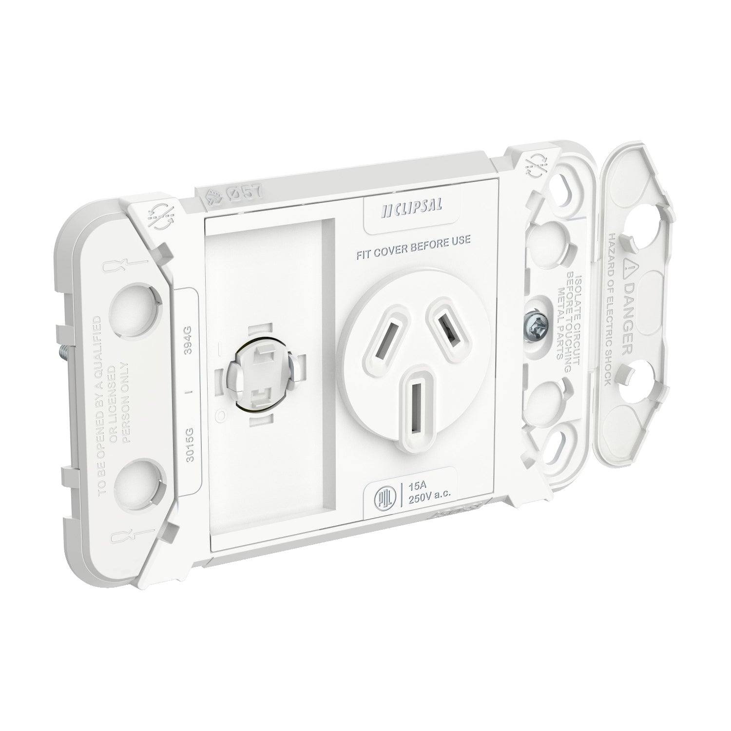 Clipsal Iconic Single Switch Power Point Grid Horizontal Mount 250V 15A - 3015/15G - ARCK Electrical Wholesale Supplies