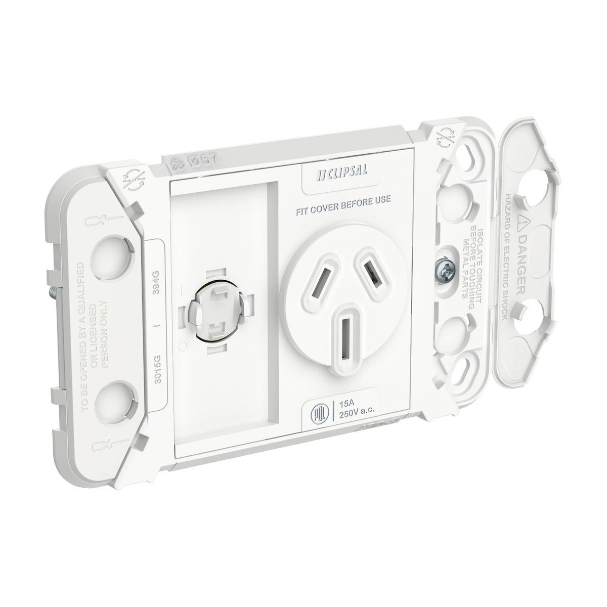 Clipsal Iconic Single Switch Power Point Grid Horizontal Mount 250V 15A - 3015/15G - ARCK Electrical Wholesale Supplies