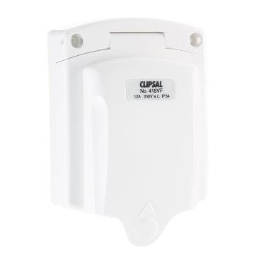 Clipsal 10A Auto Switched Caravan Socket Outlet White - 415VF-WE