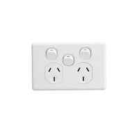 Clipsal Classic Double Powerpoint + Extra Switch - C2025XA-WE