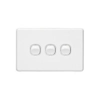 Clipsal Classic C2000 Series Flush Switch 3 Gang, 250VAC, 10A, Standard, Horizontal - C2033HA-WE