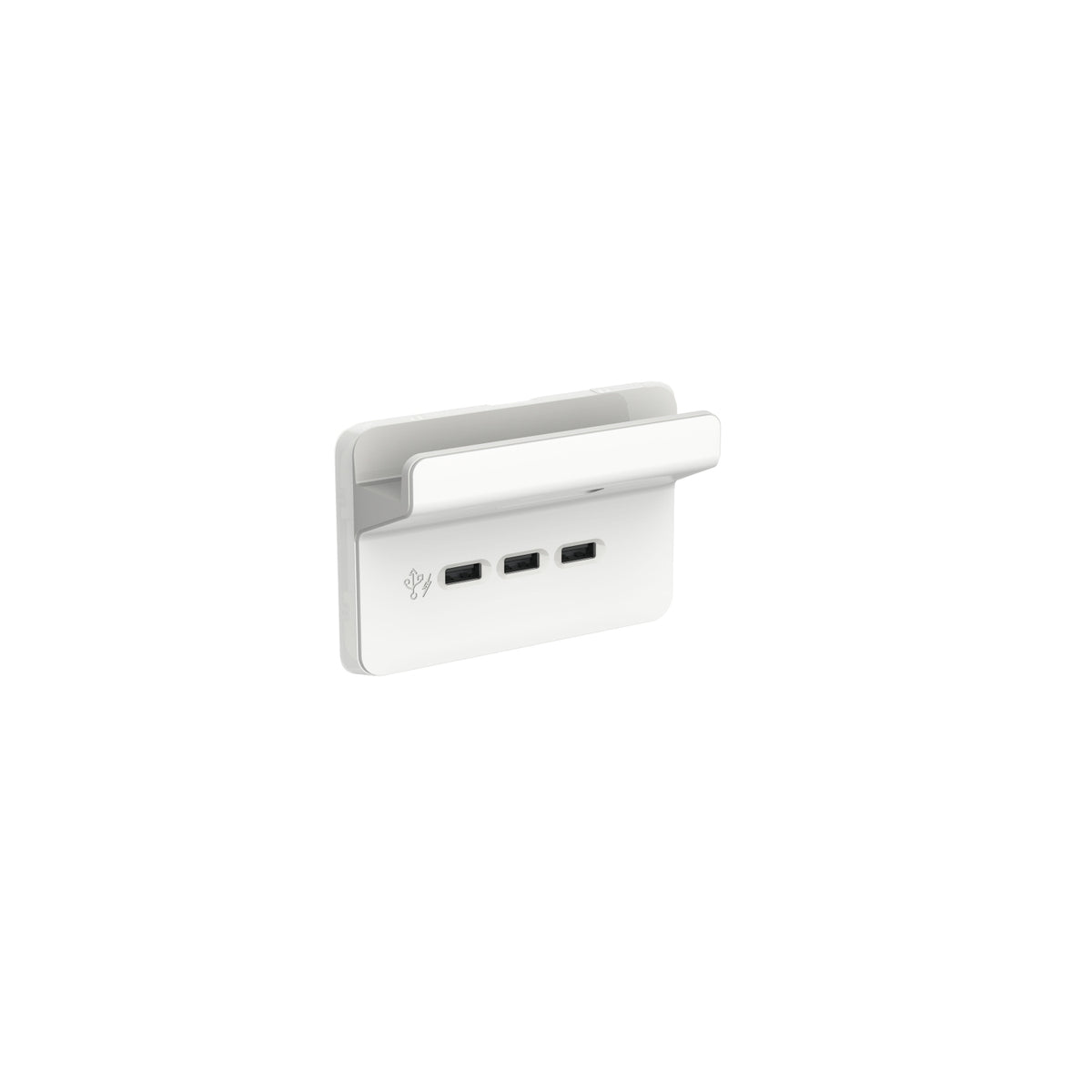 Clipsal Iconic USB Charging Station Skin with Shelf 3 Gang Horizontal Vivid White - 3043HS-VW - ARCK Electrical Wholesale Supplies