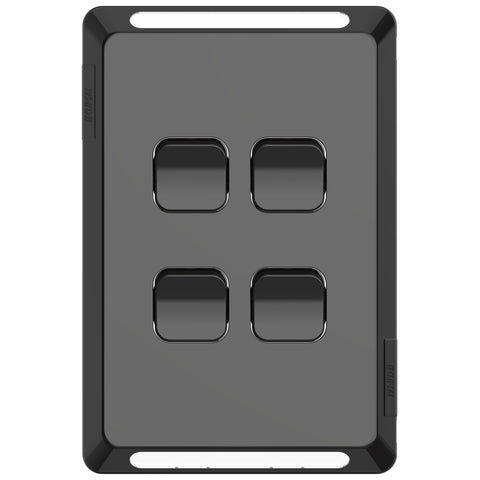 Clipsal Pro Series Switch Plate Skin 4 Gang Horizontal/Vertical Mount Black - P3044C-BK - ARCK Electrical Wholesale Supplies