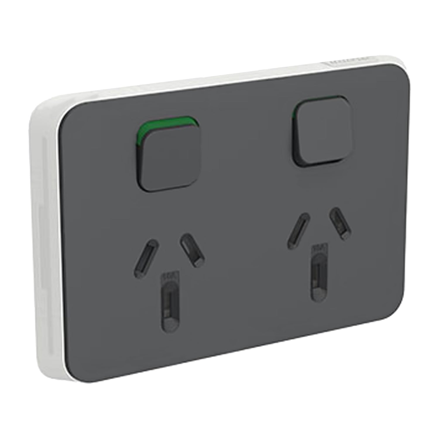 Clipsal Iconic Double Power Point Skin Horizontal Mount 15A 250V Anthracite - 3025/15C-AN - ARCK Electrical Wholesale Supplies