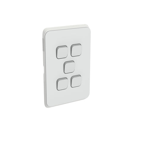 Clipsal Iconic Switch Plate Skin 5 Gang Horizontal/Vertical Mount Cool Grey - 3045C-CY - ARCK Electrical Wholesale Supplies