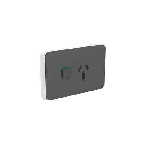 Clipsal Iconic Single Power Point Skin Horizontal Mount 250V 15A Anthracite - 3015/15C-AN - ARCK Electrical Wholesale Supplies