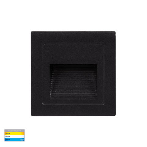Trin Black Square Recessed LED Step Light - HV3112T-BLK-12V