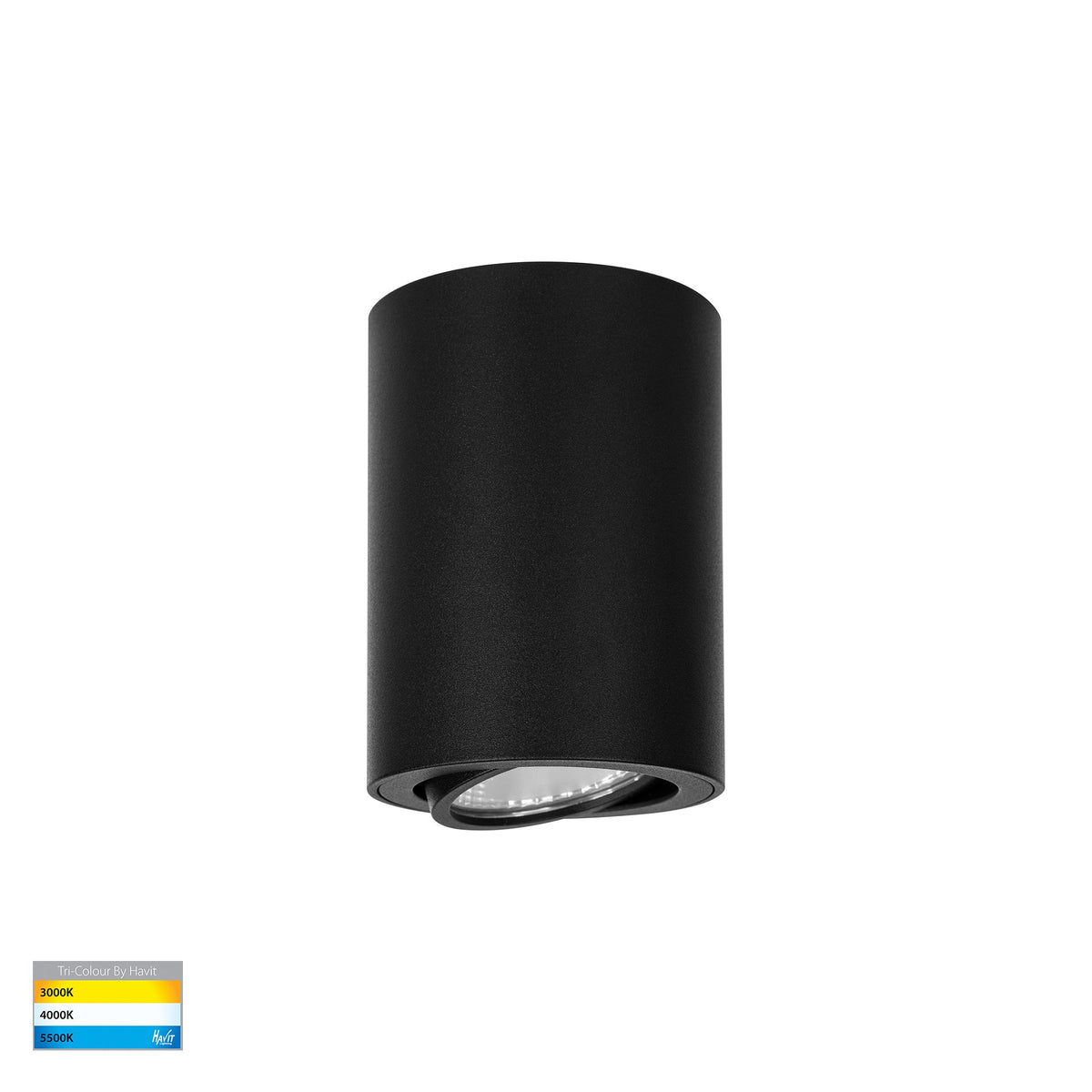 Nella 7w LED Black Adjustable Surface Mounted Downlight - HV5812T-BLK-12V