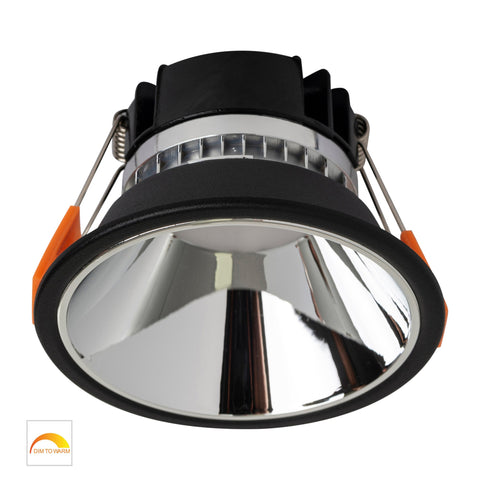 Gleam Black with Chrome Insert Fixed Dim to Warm LED Downlight - HV5528D2W-BC
