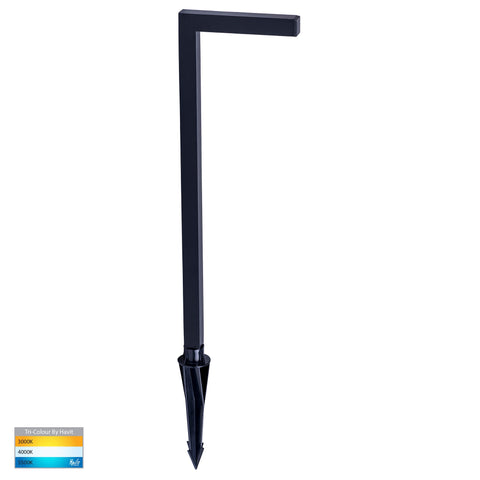 HV1459T-BLK- Nedia Square 7w Tri Colour Aluminium Black Garden Spike Light - HV1459T-BLK