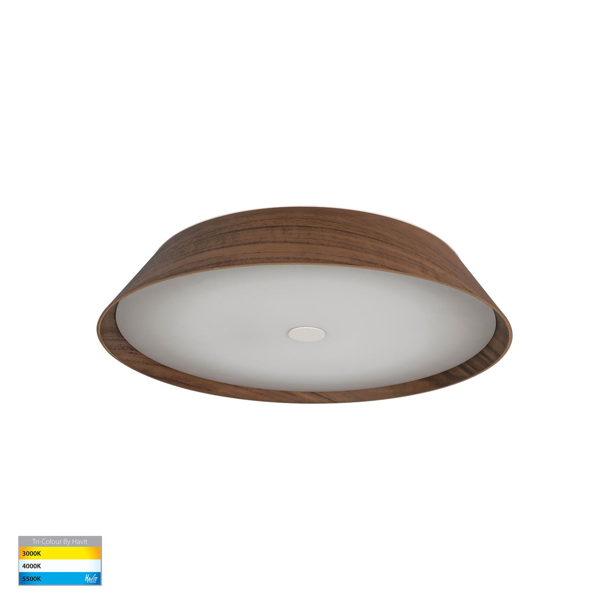 Noyer Walnut Timber 420mm Ceiling Mounted LED Oyster - HV5872T