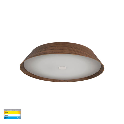 Noyer Walnut Timber 420mm Ceiling Mounted LED Oyster - HV5872T