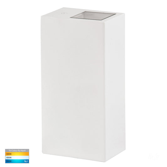 Veldi White Square TRI Colour Up & Down Wall Light - HV3633T-WHT