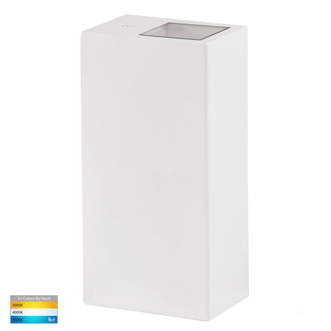 Veldi White Square TRI Colour Up & Down Wall Light - HV3633T-WHT