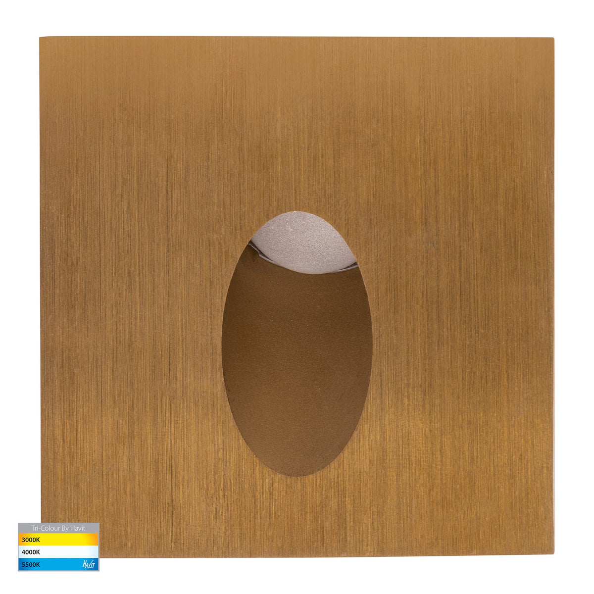 Reces Brass Square TRI Colour Recessed LED Step Light - HV3215T-BR-12V
