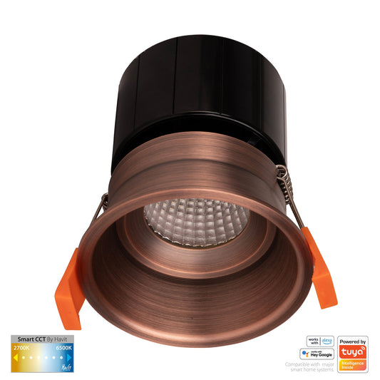 Prime Antique Brass Fixed Deep CCT WIFI LED Downlight - HV5513CCT-AB