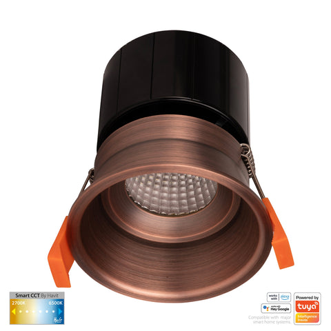 Prime Antique Brass Fixed Deep CCT WIFI LED Downlight - HV5513CCT-AB