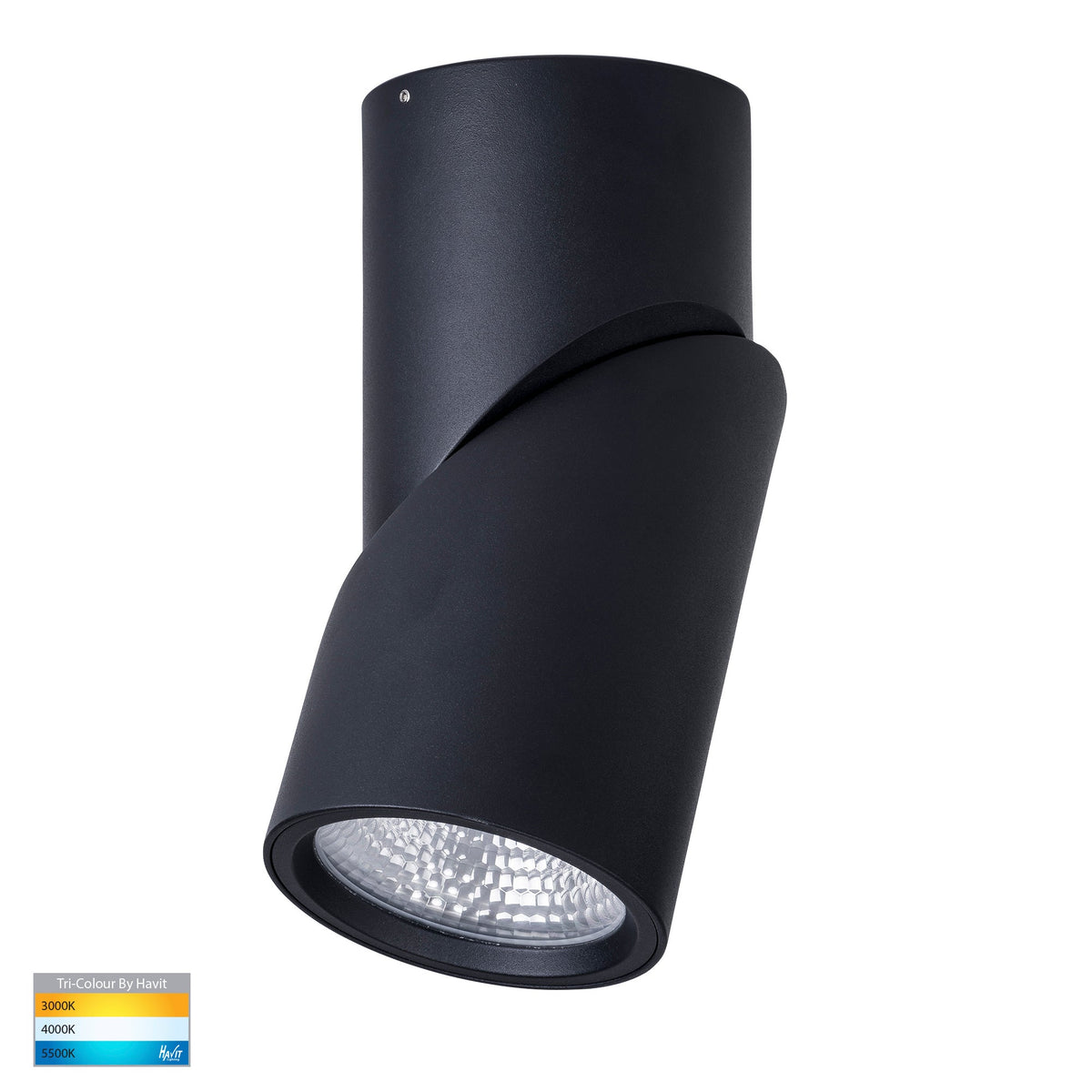 Nella Black 24w Surface Mounted Rotatable LED Downlight - HV5825T-BLK