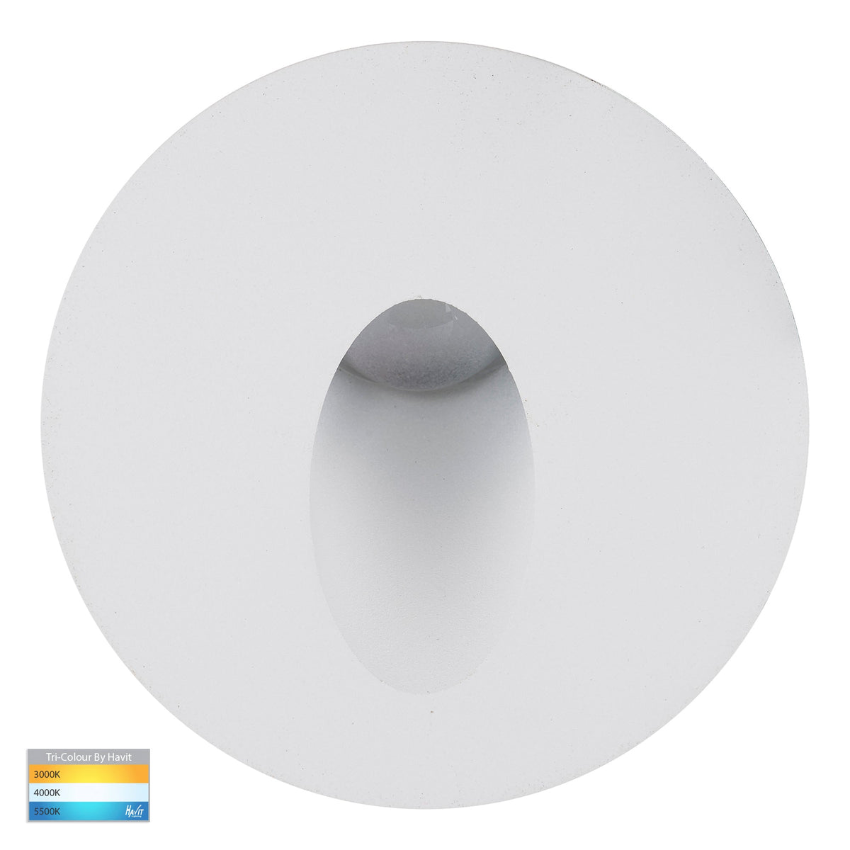 Reces White Round TRI Colour Recessed LED Step Light - HV3205T-WHT-12V
