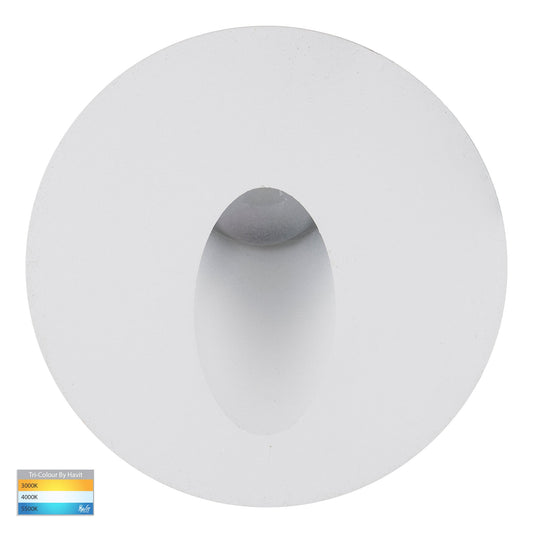Reces White Round TRI Colour Recessed LED Step Light - HV3205T-WHT-12V