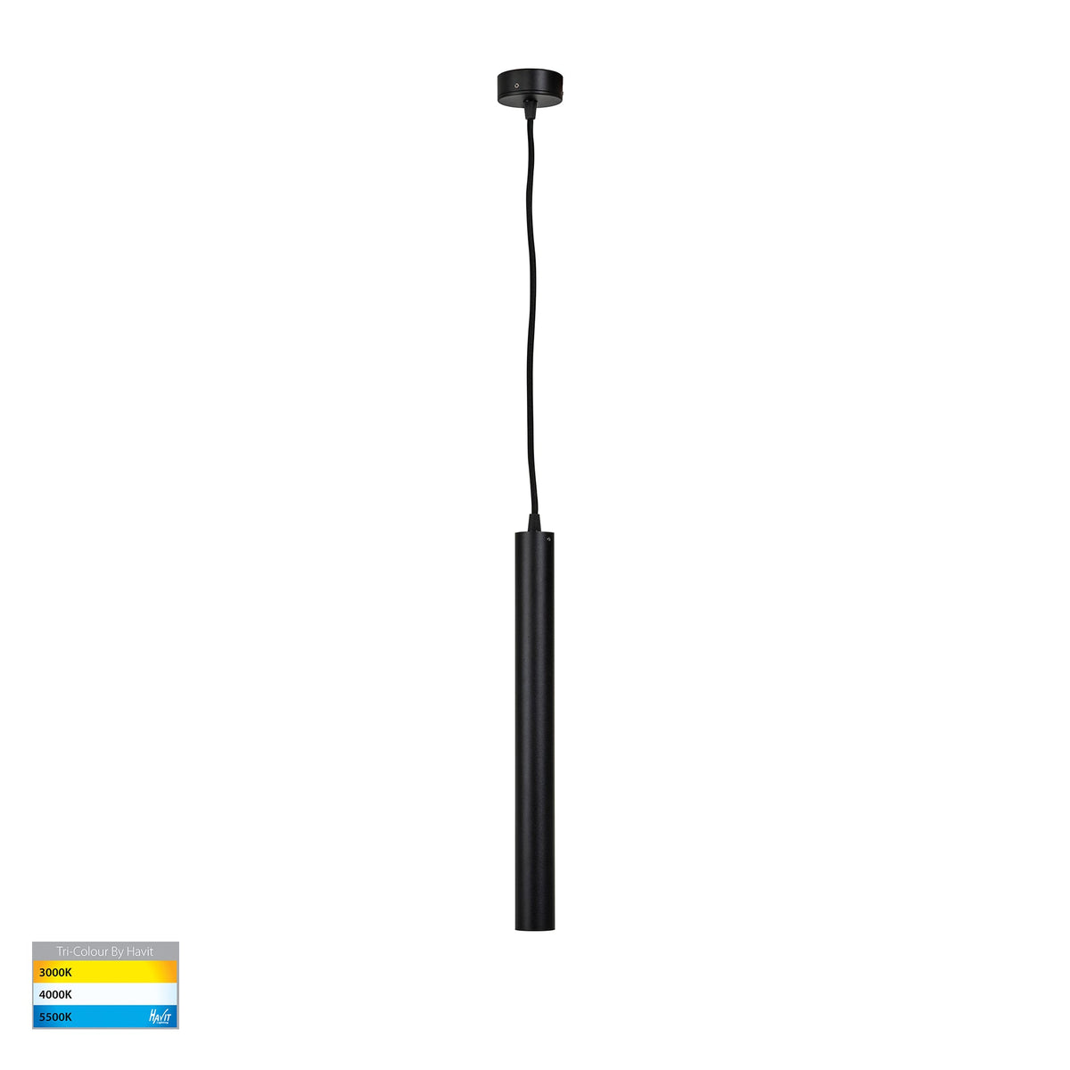 Henger Black 6w Cylinder LED Pendant - HV5898T-BLK