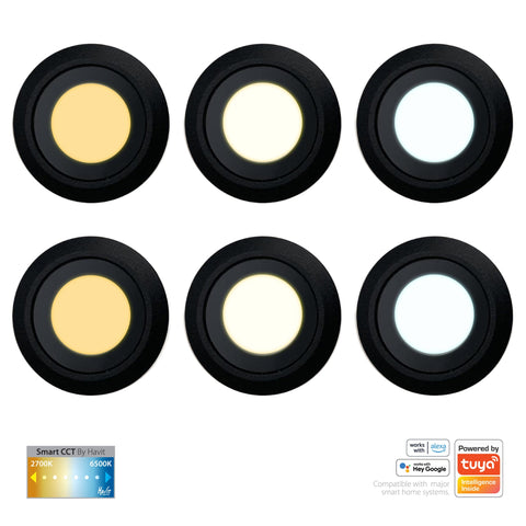 Flame 316 Stainless Steel Black CCT Deck Lights - HV2826-EXT-CCT-4M