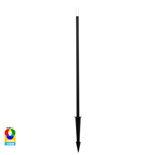 Drique Aluminium Black RGBCW LED Bollard Spike Light - HV1514RGBCW-BLK-24V